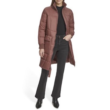 Andrew Marc Women's Quilted Rib Knit Collar Puffer