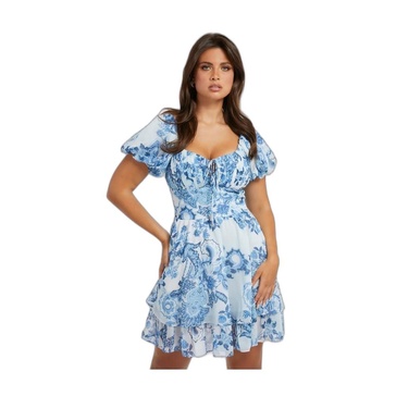 GUESS Women's Short Sleeve Gilda Smocked Dress