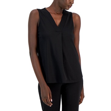 Anne Klein Womens V Neck Sleeveless Shell