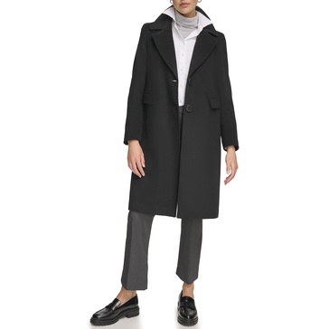 Calvin Klein Women's Full-Length Buttoned Wool Coat (Petite, Standard, Plus)