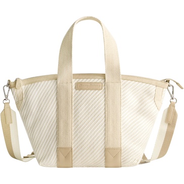 Tommy Bahama Tote, Women's Casual Everyday Bag with Zip Closure and Adjustable Shoulder Strap, Tan/White