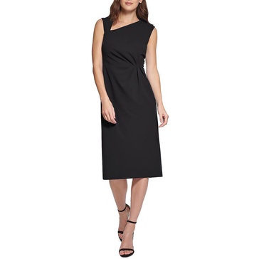 DKNY womens Sleeveless Asymmetric Neck Scuba Crepe Dress