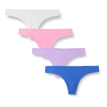 Amazon Essentials Seamless Underwear for Women Thong, Bonded Stretch, 4-Pack