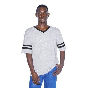 American Apparel Men's 50/50 Football V-Neck Short Sleeve T-Shirt