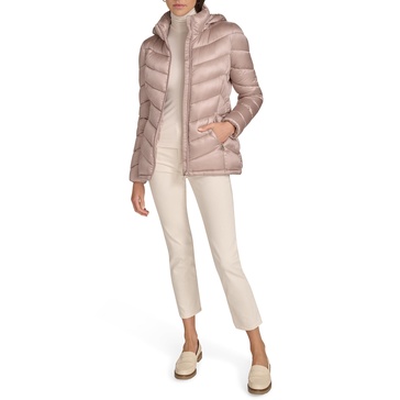 Calvin Klein Women's Classic Hooded Zip Front Puffer Coat