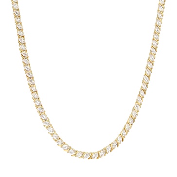 Amazon Essentials Cubic Zirconia Wave Tennis Necklace Sterling Silver, 18"