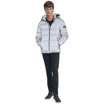 DKNY Men's Water Resistant Hooded Puffer Durable Cold Weather Jacket