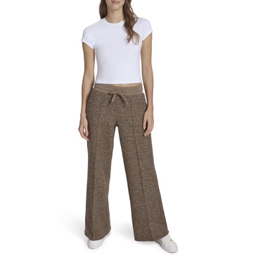 Andrew Marc Women's Elastic Drawstring Waistband Pintuck Wide Leg Bottoms