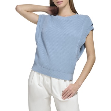 Calvin Klein Women's Warm Shoulder Detail Sleeveless Cropped Sweater