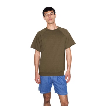 American Apparel Men's California Fleece Short Sleeve Cut Off Raglan