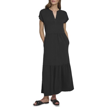 DKNY womens Casual Notch Neck Cap Sleeve Dress