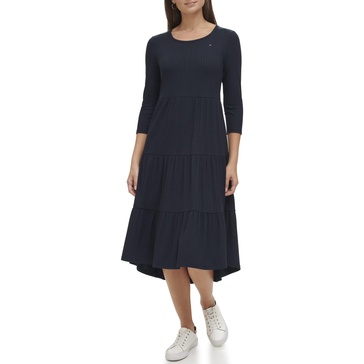 Tommy Hilfiger Women's Tiered Stripe Midi Dress