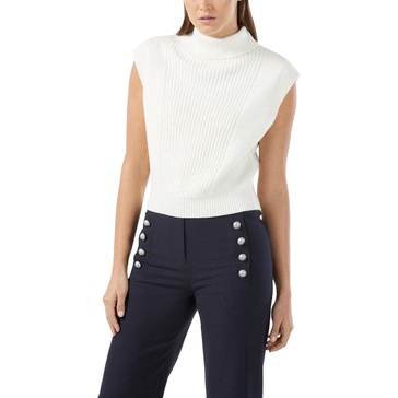 BCBGMAXAZRIA Women's Ribbed Sweater Tank with Turtleneck