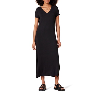 Amazon Essentials Women's Jersey V-Neck Short Sleeve Midi Length Dress