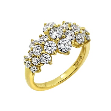 Amazon Essentials Yellow Gold Plated Sterling Silver Infinite Elements Cubic Zirconia Cluster Ring, (previously Amazon Collection)