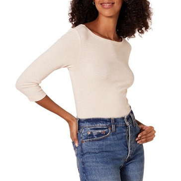 Amazon Essentials Women's Slim-Fit 3/4 Sleeve Boat Neck T-Shirt