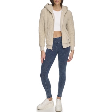 Andrew Marc Women's Teddy Fleece Full Zip Hooded Jacket