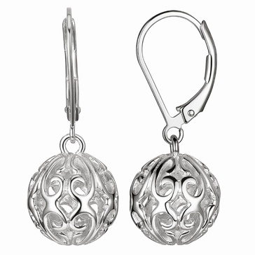 Amazon Essentials Sterling Silver Filigree Ball Leverback Dangle Earrings , (previously Amazon Collection)