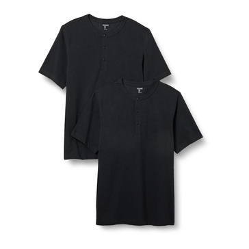 Amazon Essentials Short Sleeve Henley Shirt for Men - Regular-Fit Pique (Available in Big & Tall), Pack of 2