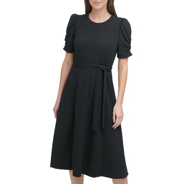 DKNY womens Jewel Neck Scuba Crepe Dress