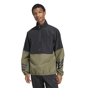 adidas Men's Size Future Icons 3-Stripes Woven Half-Zip Sweatshirt