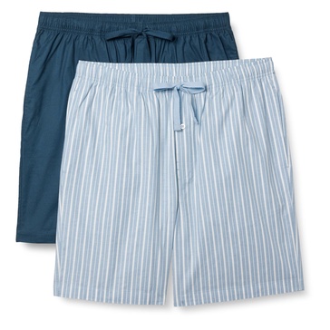 Amazon Essentials Men's Cotton Poplin Pajama Shorts, Pack of 2