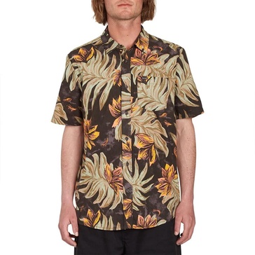 Volcom Men's Marble Floral Short Sleeve Button Down Hawaiian Shirt