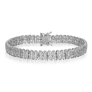 Amazon Essentials Diamond Accent Triple Row S-Link Tennis Bracelet, 7.25" (previously Amazon Collection)