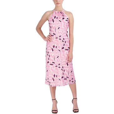 BCBGeneration Women's Fit and Flare Midi Dress Halter Neck Tie Closure