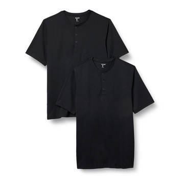 Amazon Essentials Henley Shirts for Men, Short Sleeve, Quick-Dry Jersey, Regular-Fit, 2-Pack