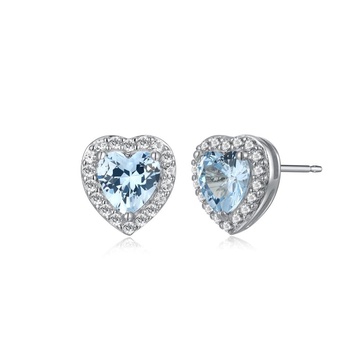 Amazon Essentials Sterling Silver Birthstone and Created White Sapphire Halo Heart Stud Earrings (previously Amazon Collection)