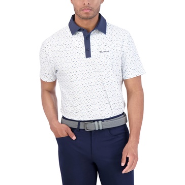 Ben Sherman Men's Short Sleeve Printed Tech Sports Fit Polo Top