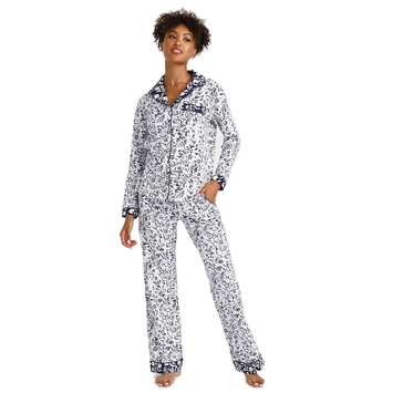 Vera Bradley Women's Plus Cotton Pajama Set with Long Sleeve Button-up Shirt and Pants (Extended Size Range)