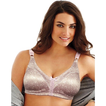 Bali Women's Woman's Double Support Wire-Free Bra, Pink Chic Lace Print,34B