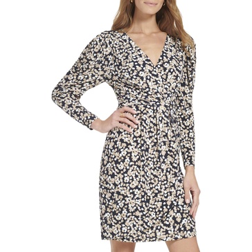 Tommy Hilfiger Women's Sheath Knee-length Long Sleeve Surplus Neck Jersey