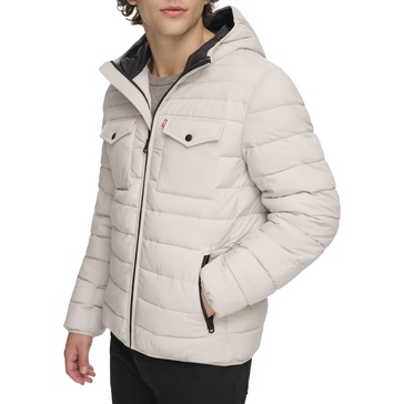 Levi's mens Water Resistant Performance Stretch Hooded Puffer Jacket