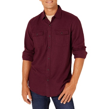 Amazon Essentials Men's Long-Sleeve Flannel Shirt, Regular-Fit, Two Pockets