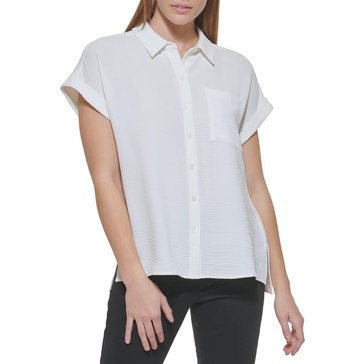 Calvin Klein Women's Blouse Collar, Soft White, XL