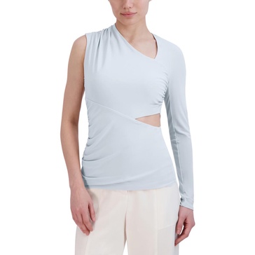 BCBGMAXAZRIA Women's Asymmetrical Neck Draped One Sleeve Cutout Top