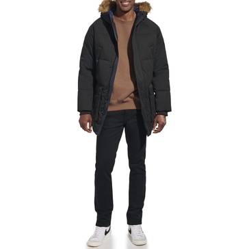 Tommy Hilfiger Men's Arctic Cloth Heavyweight Performance Parka Down Alternative Fur Lined Hood Outerwear Coat