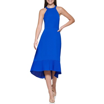 Kensie Women's Halter Neck Trim High-Low Midi Dress, Royal, 6