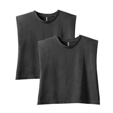 American Apparel Women's Heavyweight Cotton, Boxy, Cropped, and Garment Dyed Muscle T-Shirt, Style G307GD, 2-Pack