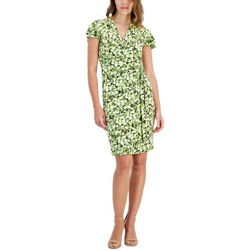 Anne Klein Womens Plus Printed Wrap Dress