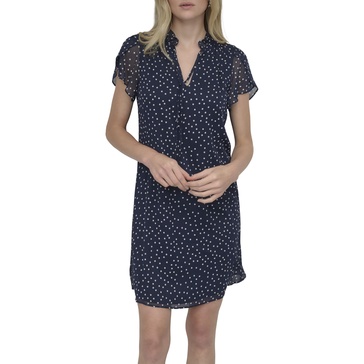 DKNY womens Front Tie Ruffle Neckline Trapeze Dress