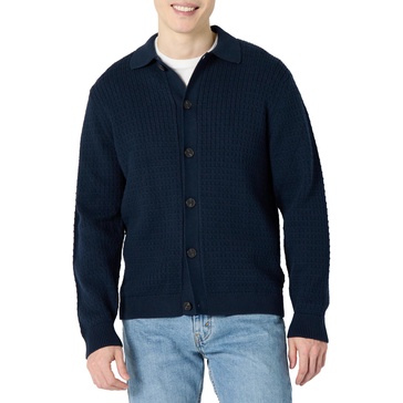 Amazon Essentials Men's Relaxed-Fit Collared Cardigan Sweater
