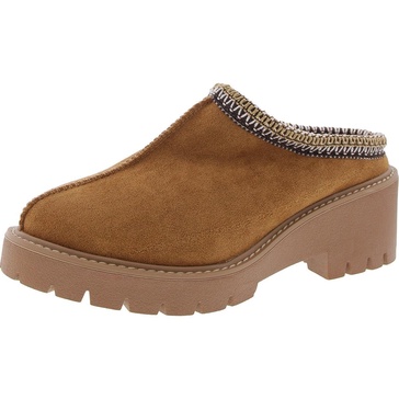 Anne Klein Womens Daylin Faux Fur Faux Suede Clogs