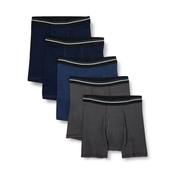 Amazon Essentials Mens Underwear Boxer Briefs, Comfortable Cotton, Tag-Free, Pack of 5