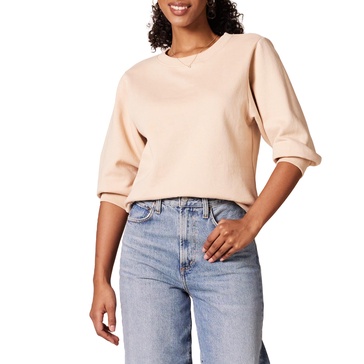 Amazon Essentials Women's Fleece Sleeve Detail Crewneck Sweatshirt