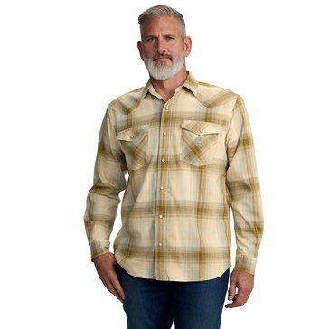 Carhartt Men's Montana Rugged Flex Relaxed Fit Lightweight Long-Sleeve Snap-Front Plaid Shirt