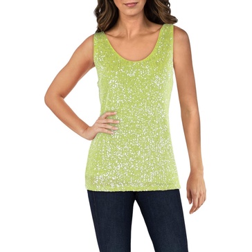 Anne Klein Womens Sqequined Top Tank Top